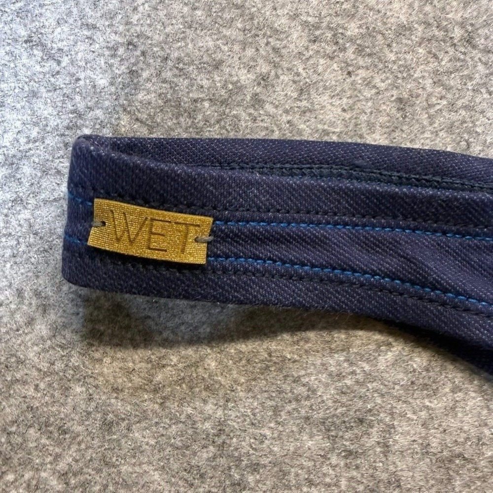 WET Swimwear Navy Blue Denim Texture Low Rise Bikini Bottom K819B-229 Small - Picture 2 of 5